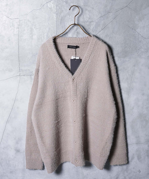 シャギーカーディガン│メンズ カーディガン シャギーニット 無地 モヘア風 洗える 無地 シンプル