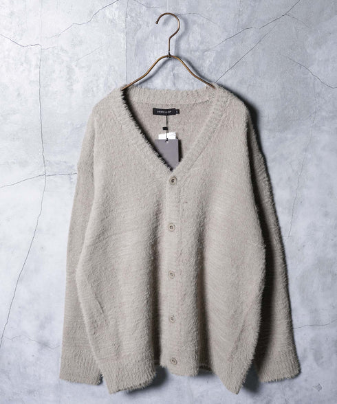 シャギーカーディガン│メンズ カーディガン シャギーニット 無地 モヘア風 洗える 無地 シンプル