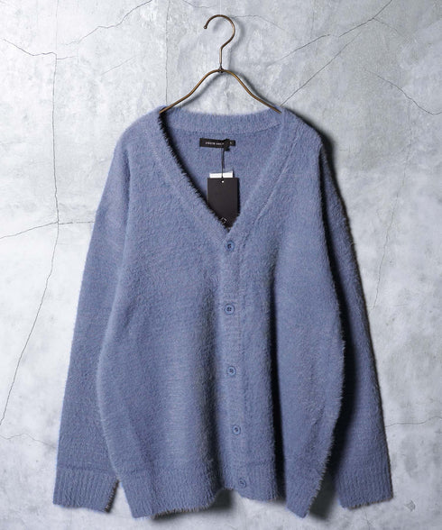 シャギーカーディガン│メンズ カーディガン シャギーニット 無地 モヘア風 洗える 無地 シンプル