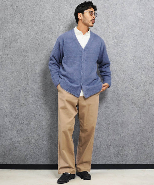 シャギーカーディガン│メンズ カーディガン シャギーニット 無地 モヘア風 洗える 無地 シンプル