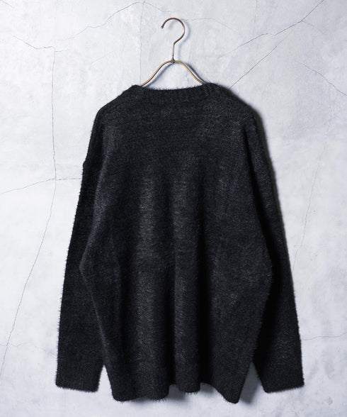 シャギーカーディガン│メンズ カーディガン シャギーニット 無地 モヘア風 洗える 無地 シンプル