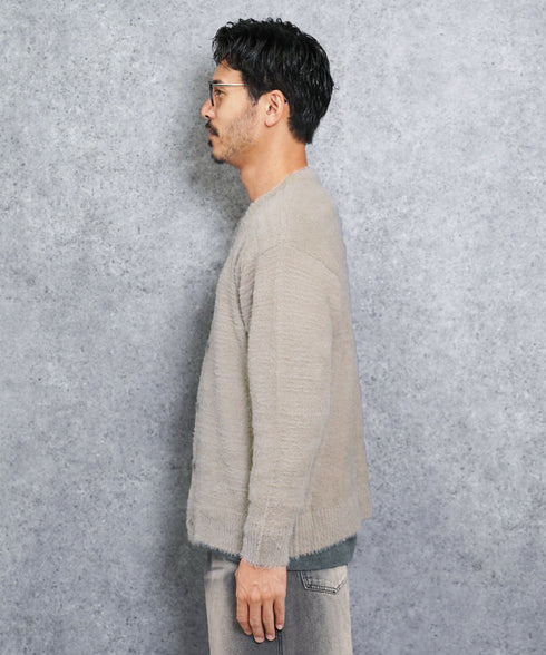 シャギーカーディガン│メンズ カーディガン シャギーニット 無地 モヘア風 洗える 無地 シンプル
