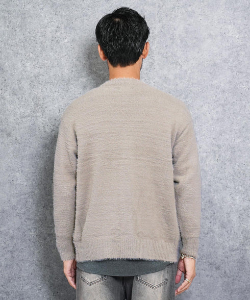 シャギーカーディガン│メンズ カーディガン シャギーニット 無地 モヘア風 洗える 無地 シンプル