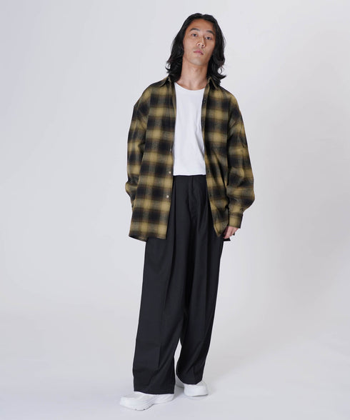 オーバーサイズオンブレチェックシャツ