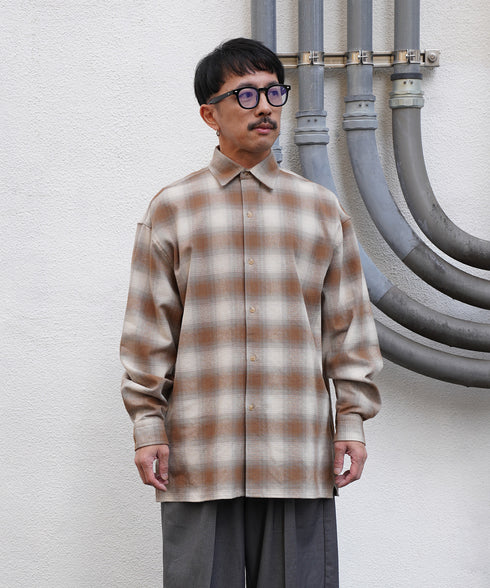 オーバーサイズオンブレチェックシャツ