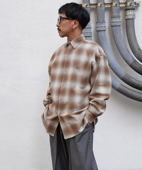 オーバーサイズオンブレチェックシャツ