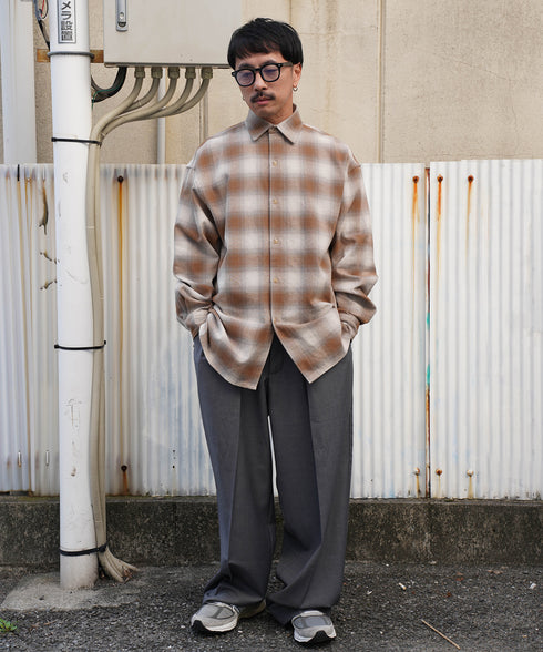 オーバーサイズオンブレチェックシャツ