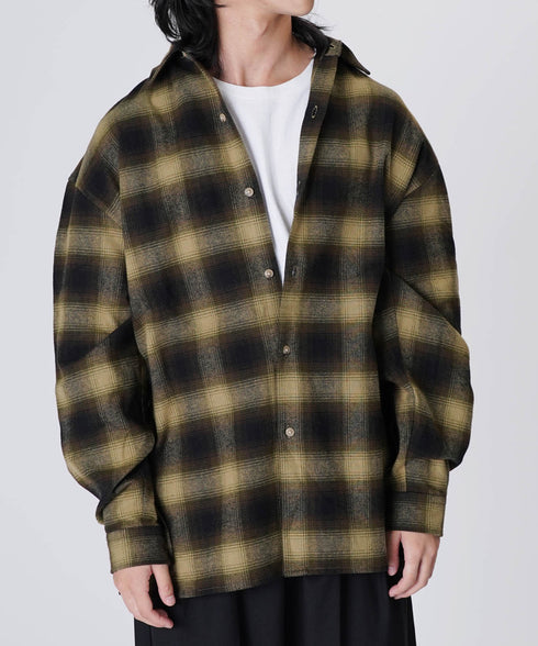 オーバーサイズオンブレチェックシャツ