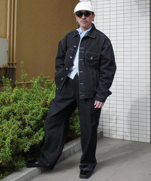 H163 / 着用サイズ:M ブラック 着用ボトムス:218708