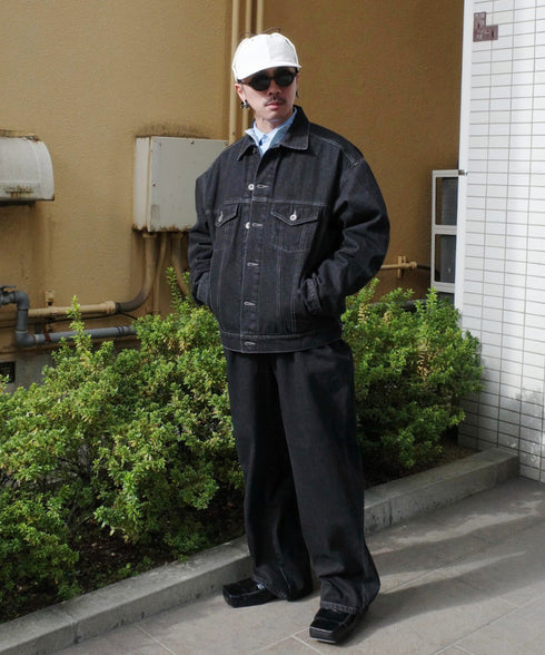 H163 / 着用サイズ:M ブラック 着用ボトムス:218708