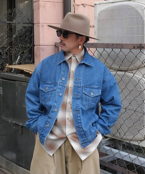 H163 / 着用サイズ:M ブルー 着用トップス:218706