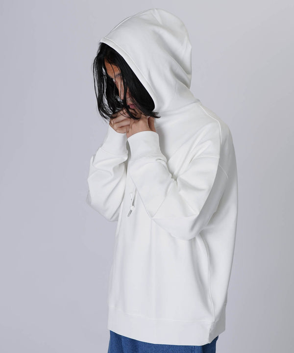 スウェットオーバーサイズプルオーバーパーカーホワイトスタイリング1