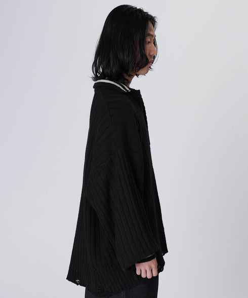 オーバーサイズポロニットブラックスタイリング3