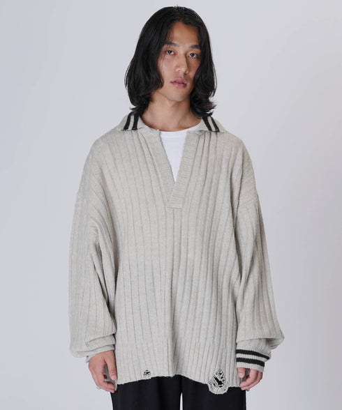 オーバーサイズポロニットグレースタイリング1