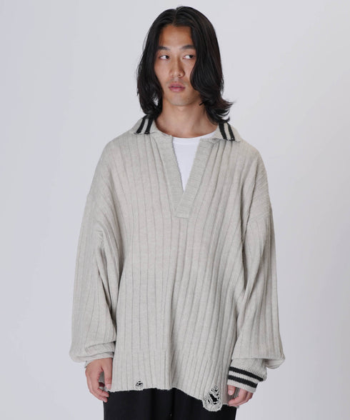 オーバーサイズポロニットグレースタイリング2