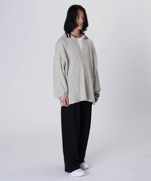 オーバーサイズポロニットグレースタイリング6