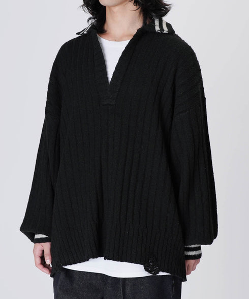 オーバーサイズポロニットブラック