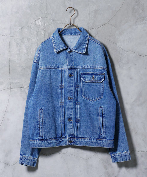 オーバーサイズデニムジャケット│メンズ Gジャン ビンテージ加工 ウォッシュ インディゴ ゆったり ビッグシルエット Tバック
