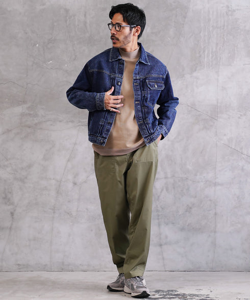 オーバーサイズデニムジャケット│メンズ Gジャン ビンテージ加工 ウォッシュ インディゴ ゆったり ビッグシルエット Tバック