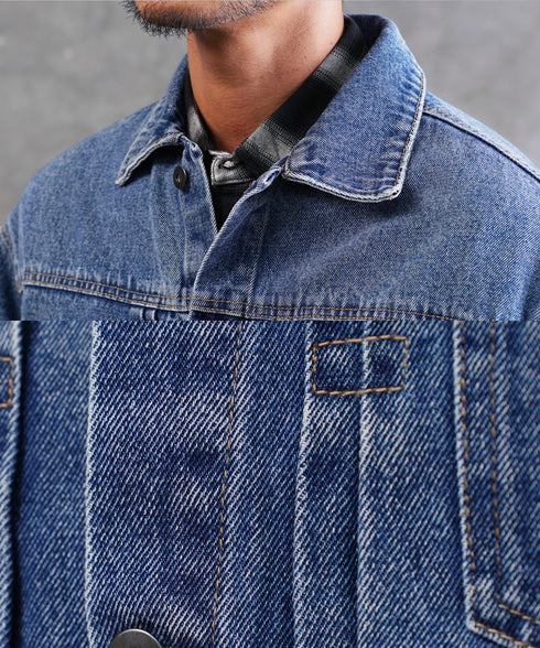オーバーサイズデニムジャケット│メンズ Gジャン ビンテージ加工 ウォッシュ インディゴ ゆったり ビッグシルエット Tバック