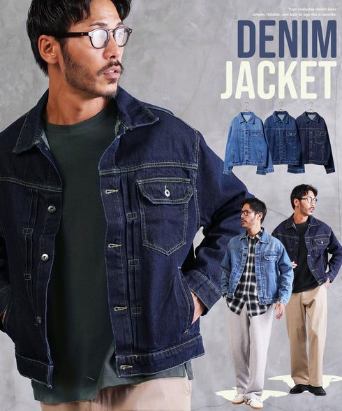 オーバーサイズデニムジャケット│メンズ Gジャン ビンテージ加工 ウォッシュ インディゴ ゆったり ビッグシルエット Tバック