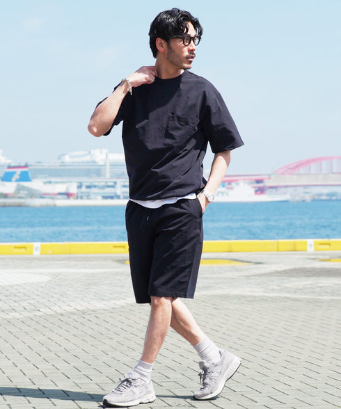 アクティブモバイルドローコードTシャツ │ メンズ Tシャツ ドローコード 5分袖 半袖 ストレッチ 伸縮性 軽量 吸水速乾 接触冷感 通気性 ゆったり ワイドシルエット 夏 夏服 カジュアル 旅行 アウトドア