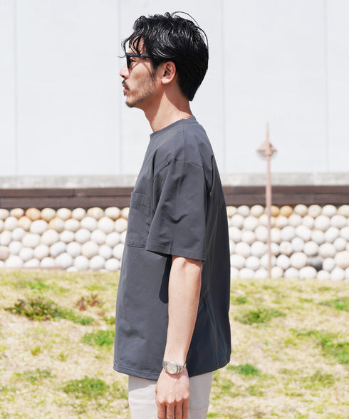 アクティブモバイルドローコードTシャツ │ メンズ Tシャツ ドローコード 5分袖 半袖 ストレッチ 伸縮性 軽量 吸水速乾 接触冷感 通気性 ゆったり ワイドシルエット 夏 夏服 カジュアル 旅行 アウトドア