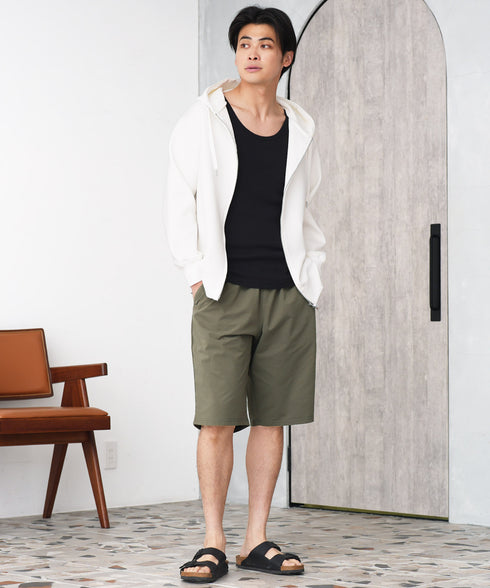 アクティブモバイルハーフパンツ │ メンズ ハーフパンツ ショートパンツ 伸縮性 ストレッチ 軽量 速乾 涼しい 通気性 ウエストゴム リラックス ルーズフィット 夏 夏服 カジュアル 旅行 アウトドア イージーパンツ