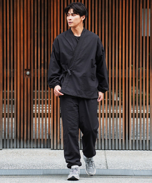 あったか裏フリース作務衣│防寒 和装 さむえ 暖かい 秋冬用 上下セット ワンマイルウェア ルームウェア 部屋着 寝間着 パジャマ