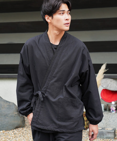 あったか裏フリース作務衣│防寒 和装 さむえ 暖かい 秋冬用 上下セット ワンマイルウェア ルームウェア 部屋着 寝間着 パジャマ