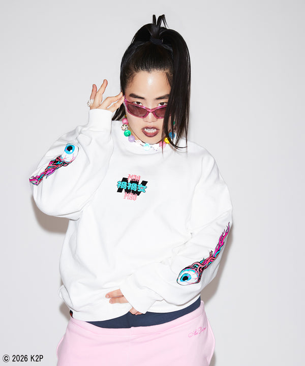 禍禍女トレーナー ホワイト スタイリング まがまがおんな まがまが女 magamagaonnna マガマガ女 禍禍しい女 禍々女 禍々しい ゆりあんレトリバー ゆりやんレトリィバァ 映画 mmo コラボ ゆりあんれとりーばー ゆりやんれとりーばー ユリヤンレトリィバァ