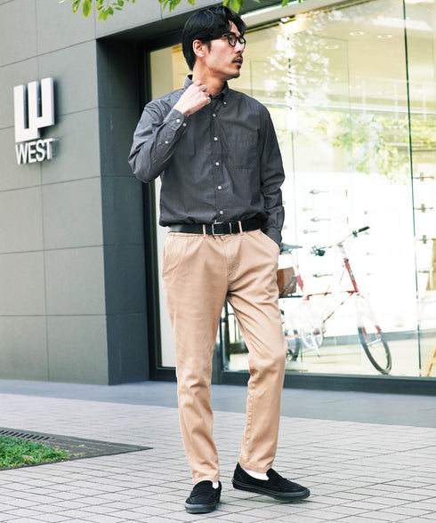 ボタンダウンブロードシャツ | メンズ 長袖 シャツ 洗える 洗濯機 ビジネス カジュアル シンプル 無地 ストライプ