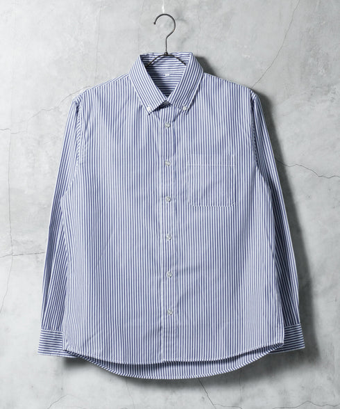 ボタンダウンブロードシャツ | メンズ 長袖 シャツ 洗える 洗濯機 ビジネス カジュアル シンプル 無地 ストライプ