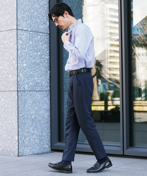 ボタンダウンブロードシャツ | メンズ 長袖 シャツ 洗える 洗濯機 ビジネス カジュアル シンプル 無地 ストライプ