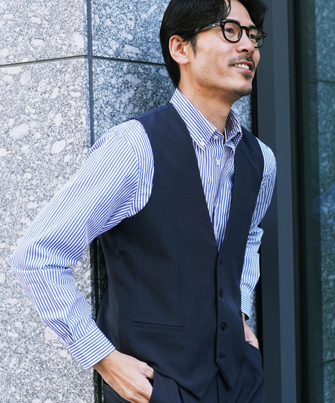 ボタンダウンブロードシャツ | メンズ 長袖 シャツ 洗える 洗濯機 ビジネス カジュアル シンプル 無地 ストライプ