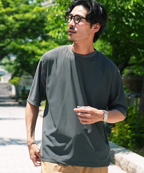 接触冷感Q-MAX0.3 鹿の子オーパーサイズTシャツ