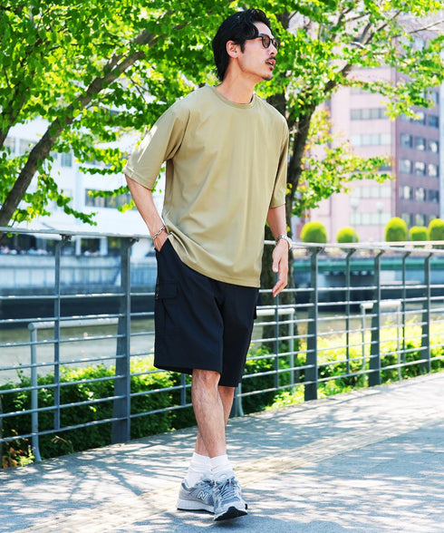 接触冷感Q-MAX0.3 鹿の子オーパーサイズTシャツ