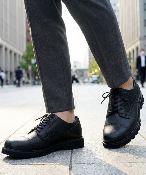 レースアップ ストレートチップシューズ│軽量 通学通勤 紐靴 軽い 疲れない 汚れない 黒 学生 30代 40代 合皮 革靴 ビジネスシューズ