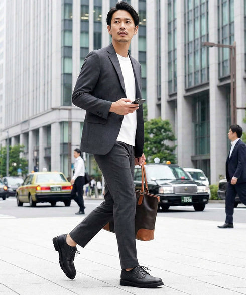 レースアップ ストレートチップシューズ│軽量 通学通勤 紐靴 軽い 疲れない 汚れない 黒 学生 30代 40代 合皮 革靴 ビジネスシューズ