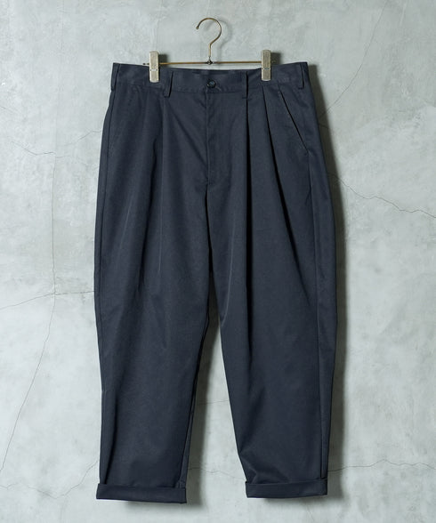2タックワイドテーパードチノパンツ | メンズ チノパン プリーツパンツ ワイドパンツ 裾2WAY コットンライク 軽量 シワになりにくい 洗える イージーケア きれいめ 大人 アイボリー ベージュ ネイビー 春夏 20代 30代 40代