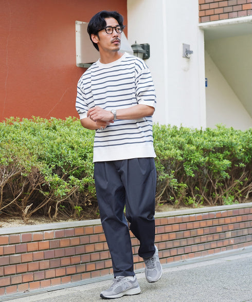 2タックワイドテーパードチノパンツ | メンズ チノパン プリーツパンツ ワイドパンツ 裾2WAY コットンライク 軽量 シワになりにくい 洗える イージーケア きれいめ 大人 アイボリー ベージュ ネイビー 春夏 20代 30代 40代