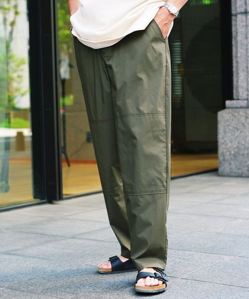 ダブルニーワイドイージーパンツ | メンズ ワイドパンツ テーパード イージーパンツ ダブルニー 軽量 ストレッチ 速乾 ウエストゴム ドローコード ワークカジュアル カーキ ベージュ グレー ブラック 夏服 春夏 20代 30代 40代