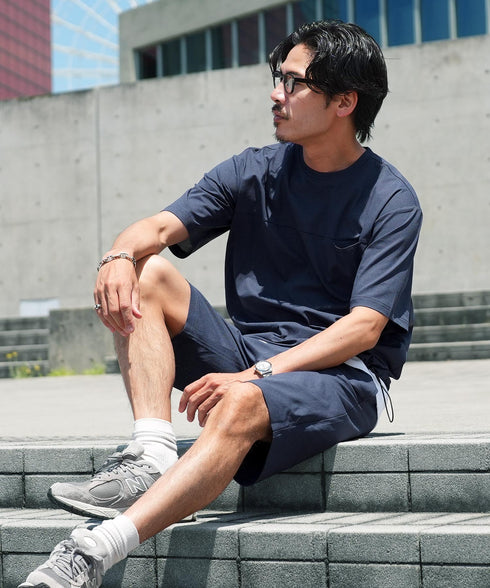 ワイドメッシュドローコードTシャツ【吸水速乾・接触冷感・遮熱・UV対策】