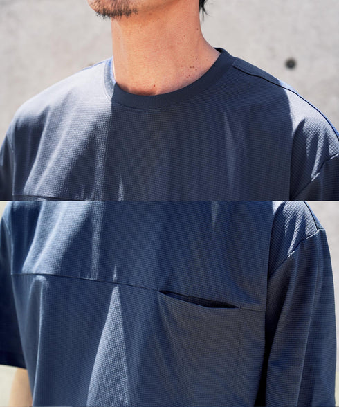 ワイドメッシュドローコードTシャツ【吸水速乾・接触冷感・遮熱・UV対策】