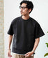 半袖裾ドローコードTシャツ+ショートパンツ サマーセットアップ | メンズ 上下セット 2点セット ドライタッチ ゆったり リラックス タウン リゾート ハーフパンツ イージーウエスト ブラック オートミール 夏服 春夏 20代 30代 40代