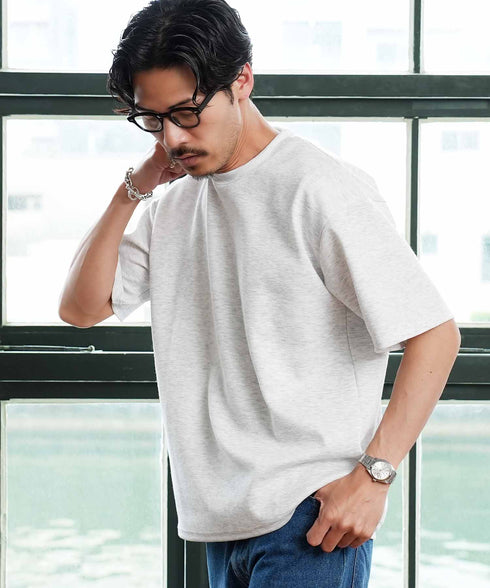 半袖裾ドローコードTシャツ+ショートパンツ サマーセットアップ | メンズ 上下セット 2点セット ドライタッチ ゆったり リラックス タウン リゾート ハーフパンツ イージーウエスト ブラック オートミール 夏服 春夏 20代 30代 40代