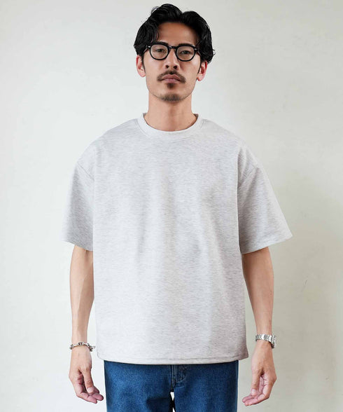 半袖裾ドローコードTシャツ+ショートパンツ サマーセットアップ | メンズ 上下セット 2点セット ドライタッチ ゆったり リラックス タウン リゾート ハーフパンツ イージーウエスト ブラック オートミール 夏服 春夏 20代 30代 40代
