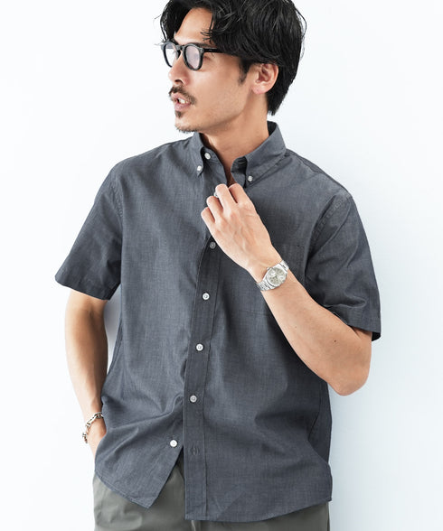 ブロードボタンダウンシャツ | メンズ シャツ 半袖シャツ ブロード 無地 ストライプ 襟付き きれいめ おしゃれ ビジネス ビジネスカジュアル オフィスカジュアル 洗える 白シャツ 夏服 通勤 通学 新生活 プレゼント 定番 春夏
