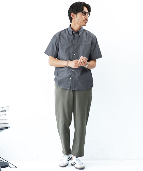 ブロードボタンダウンシャツ | メンズ シャツ 半袖シャツ ブロード 無地 ストライプ 襟付き きれいめ おしゃれ ビジネス ビジネスカジュアル オフィスカジュアル 洗える 白シャツ 夏服 通勤 通学 新生活 プレゼント 定番 春夏