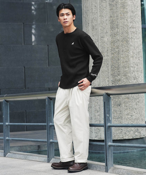 (10月上旬発送予定)KANGOL(カンゴール)KANGOLワッフルヘンリーネックロンT【先行予約1293】